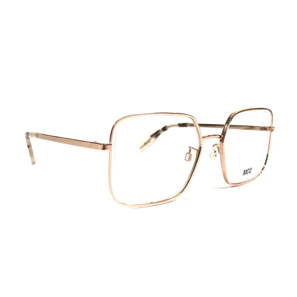 Alexander McQueen Eyeglasses Frames MQ0318O 003 Polished Gold Semi Rim 52-18-140